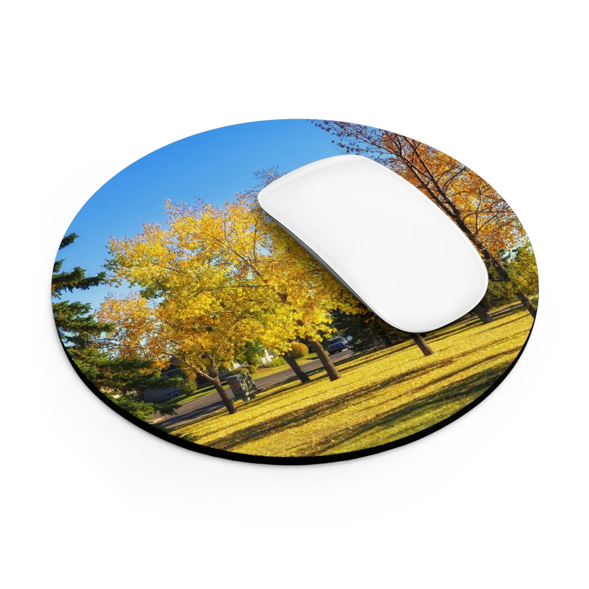 Round Mouse Pad - Calgary in the Fall