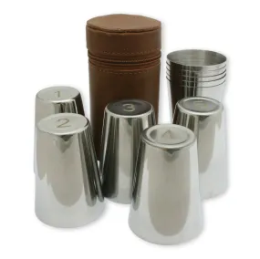 Shooting Cups In Brown Leather Zip Case 1-10 Numbered Cups