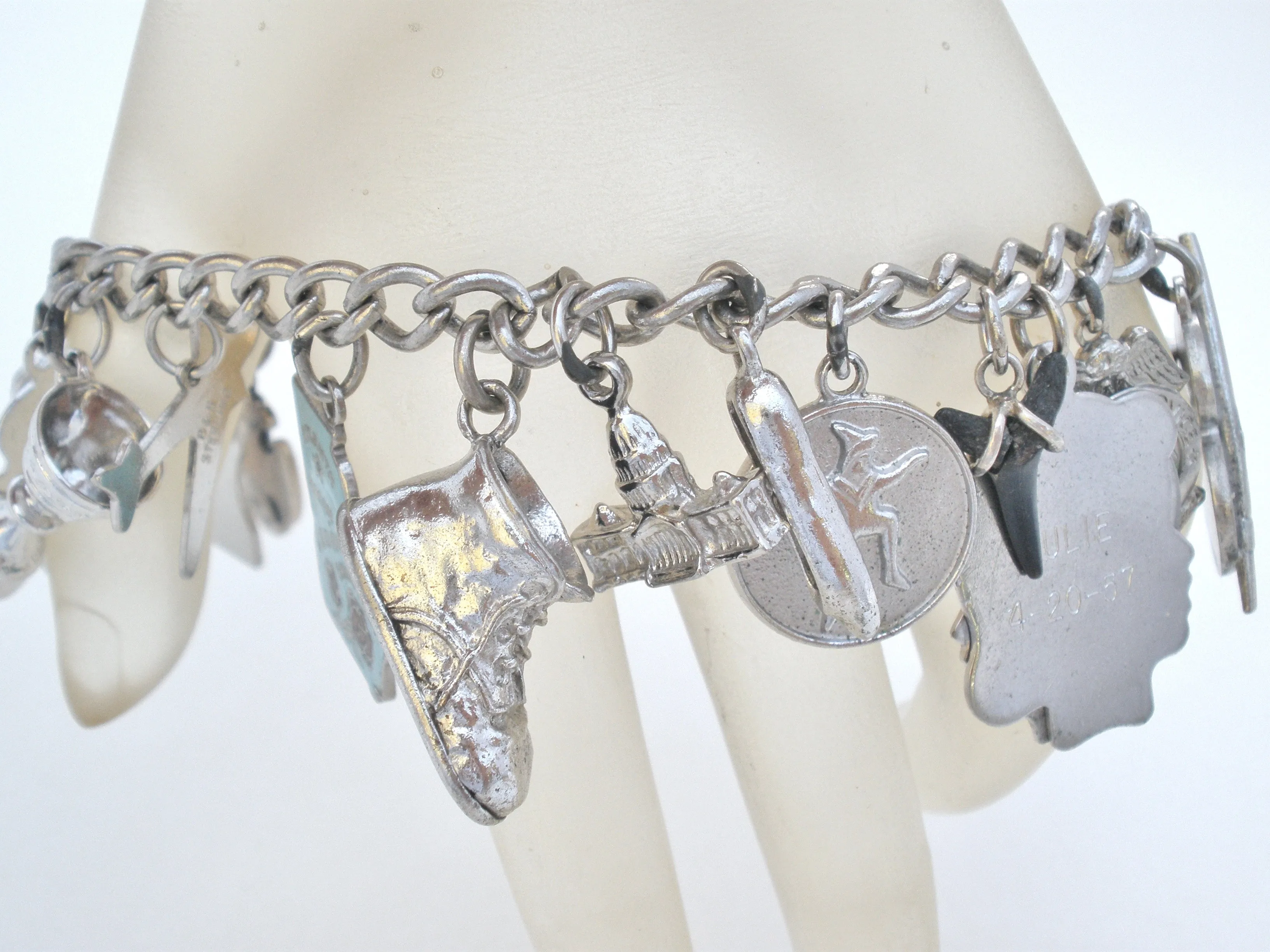 Sterling Silver Bracelet with Charms Vintage