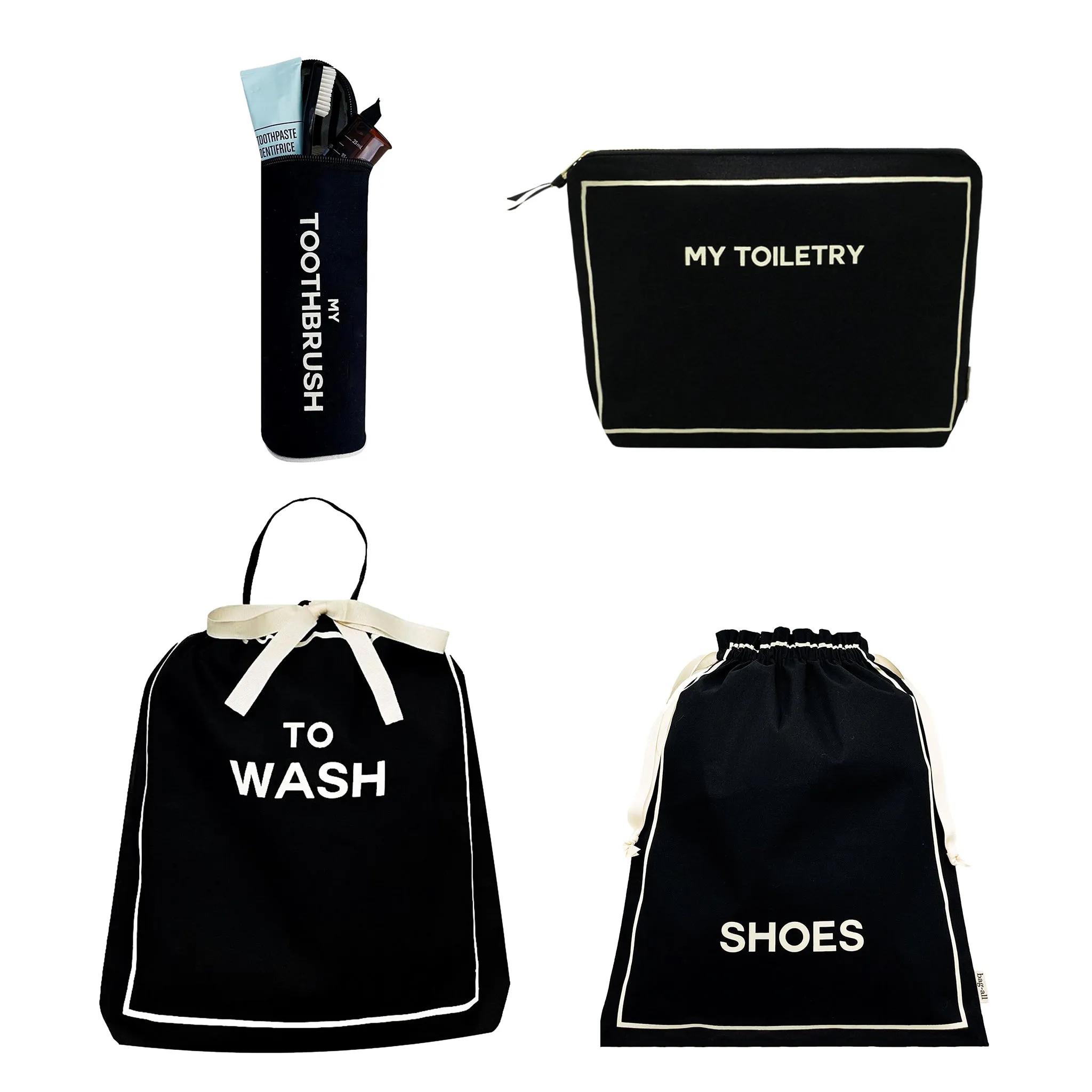 Toiletry Travel Gift Set Deal 4-Pack, Black