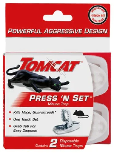 Tomcat 0360710 2-Pack Of Press 'N Set One Touch Reusable Mouse Traps - Quantity of 12