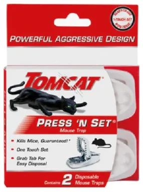 Tomcat 0360710 2-Pack Of Press 'N Set One Touch Reusable Mouse Traps - Quantity of 14