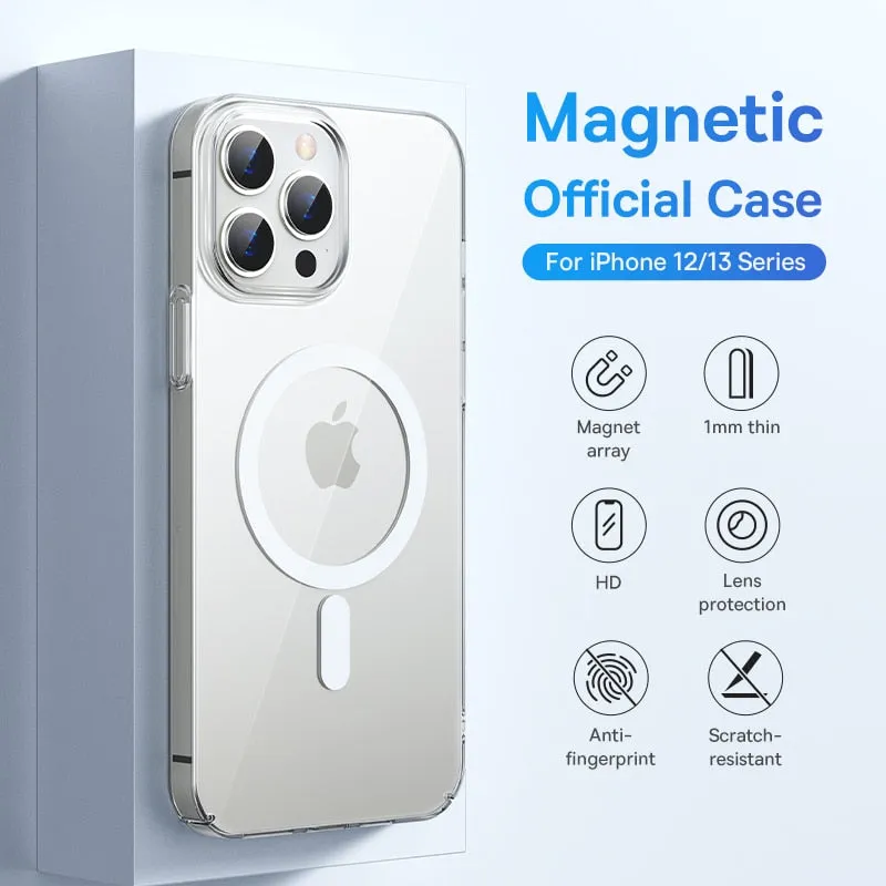 Transparent Magnetic Phone Case for iPhone 13 Pro Max 13pro Wireless Charging Cover iPhone 12 12 Pro Max Magnet Case