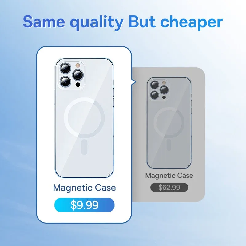 Transparent Magnetic Phone Case for iPhone 13 Pro Max 13pro Wireless Charging Cover iPhone 12 12 Pro Max Magnet Case