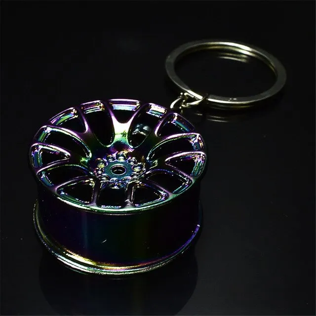 Turbo Car Keychain Turbo Keychain Mini Keyring Rainbow Turbo charger Car Drift Motorcycle Keychain Colorful Key Chain