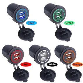 Universal Car Charger USB Vehicle DC12V-32V Waterproof  Dual USB Charger 2 Port Power Socket 5V 2.1A/1A High Quality