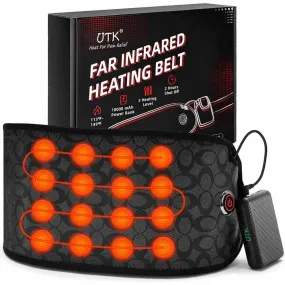 UTK Cordless Far Infrared Heating Pad, Wireless Heating Belt for Waist, Lumbar, Abdomen - Black