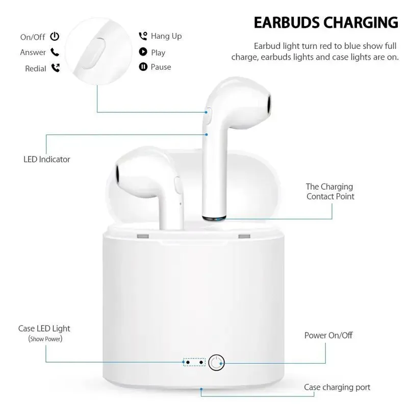 Valdus earphone i7s fone de ouvido audifonos auriculares bass waterproof bt 5.0 mini wireless earbuds tws for mobile phone