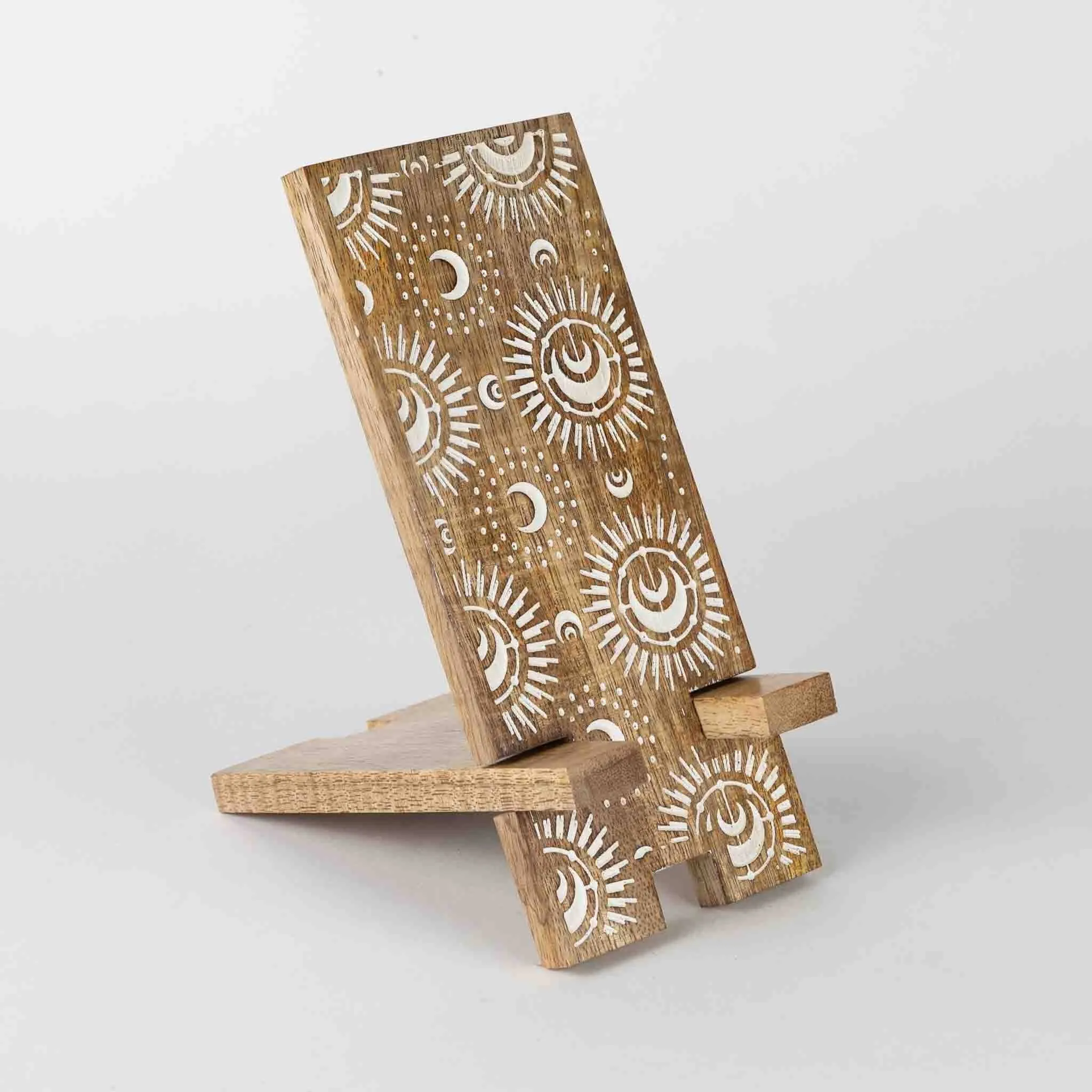 Vasai Mango Wood Phone Stand - Celestial