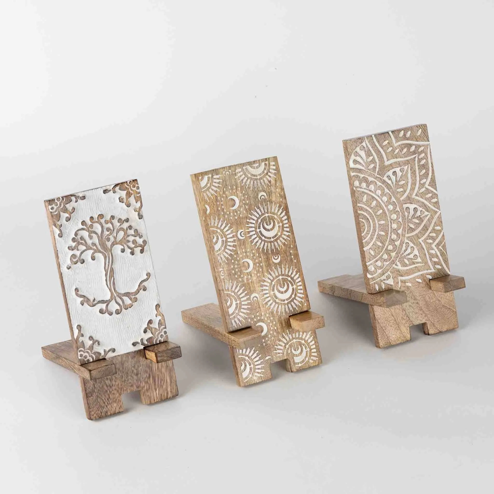 Vasai Mango Wood Phone Stand - Celestial