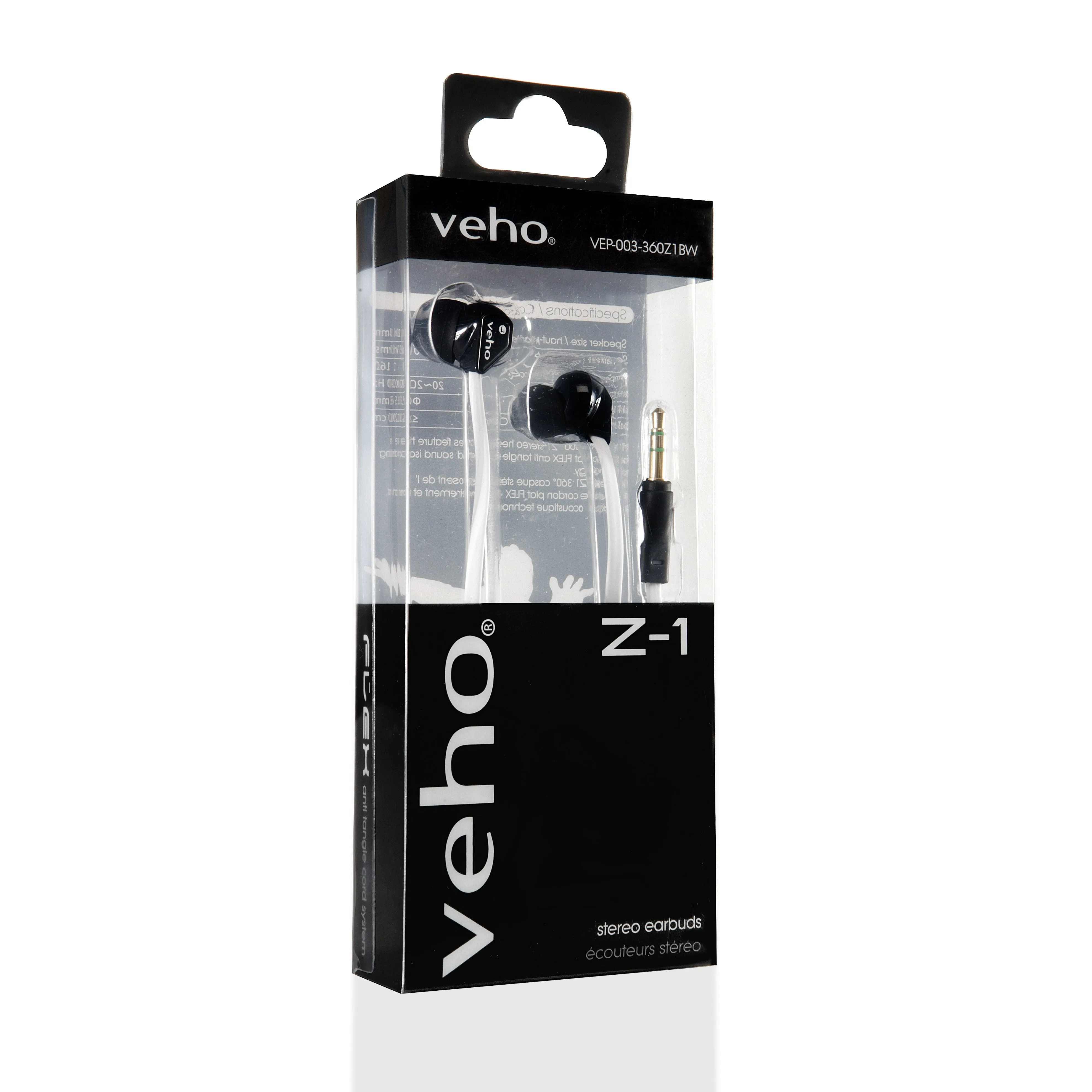 Veho 360 Z-1 Stereo Noise isolating Earphones with flex 'anti' tangle cord system