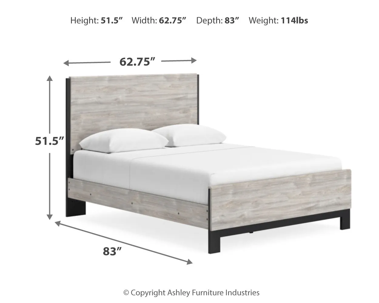 Vessalli Queen Panel Bed with Mirrored Dresser, Chest and 2 Nightstands in Gray