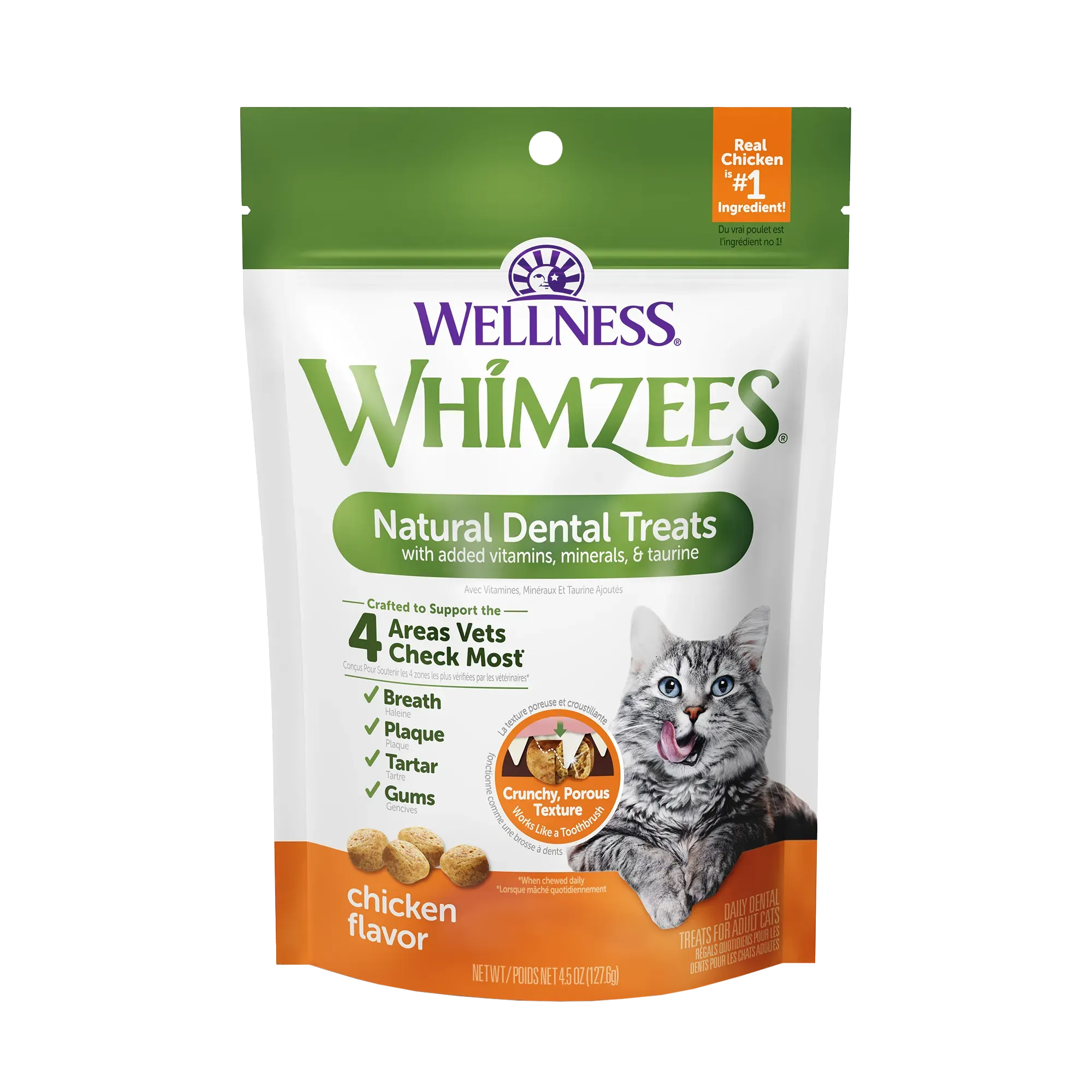 Whimzees Natural Cat Dental Treats Chicken Recipe 2-oz, Cat Treat