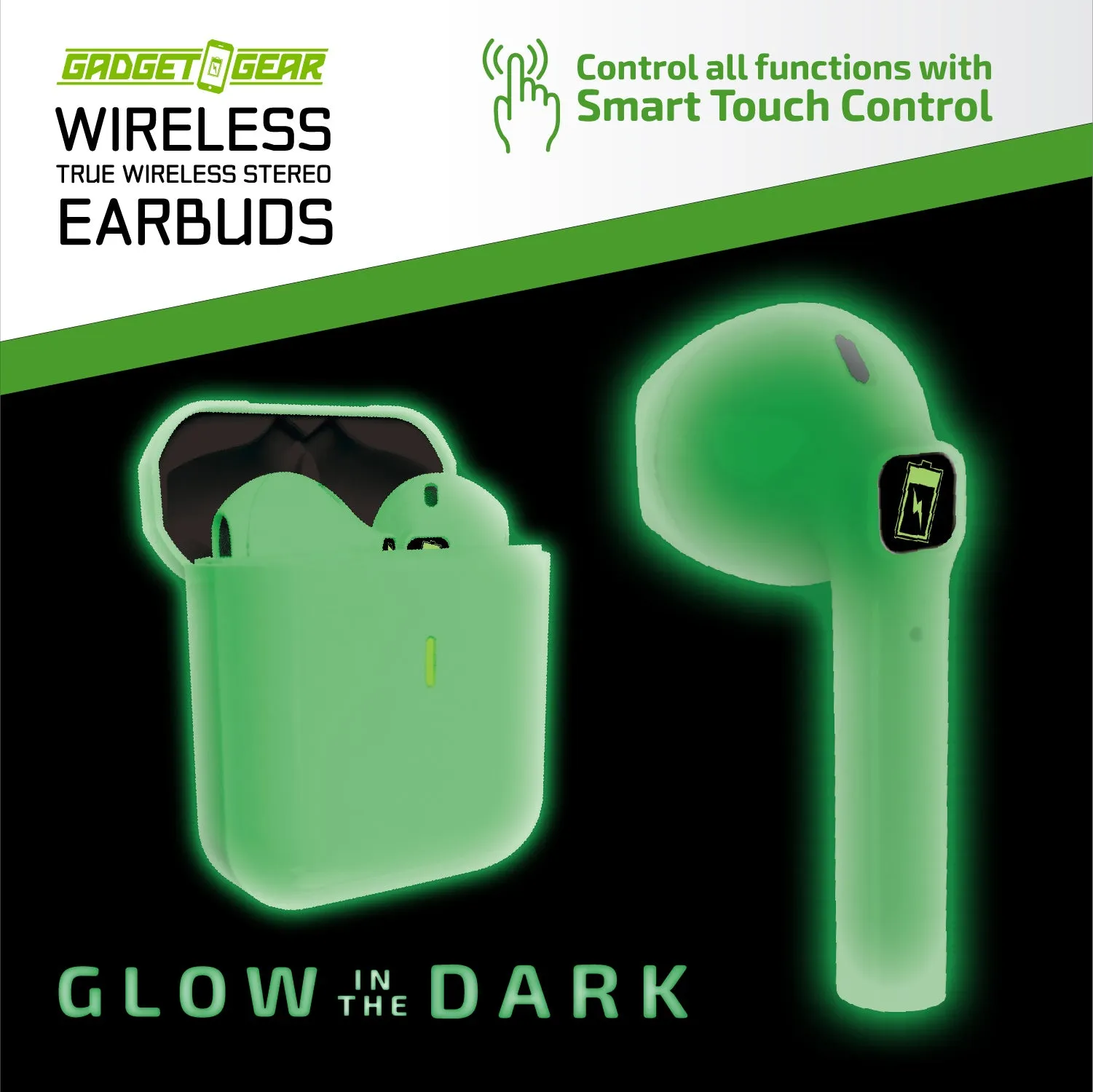 Wireless Earbuds Glow in The Dark with Case - 6 Pieces Per Retail Ready Display 23778