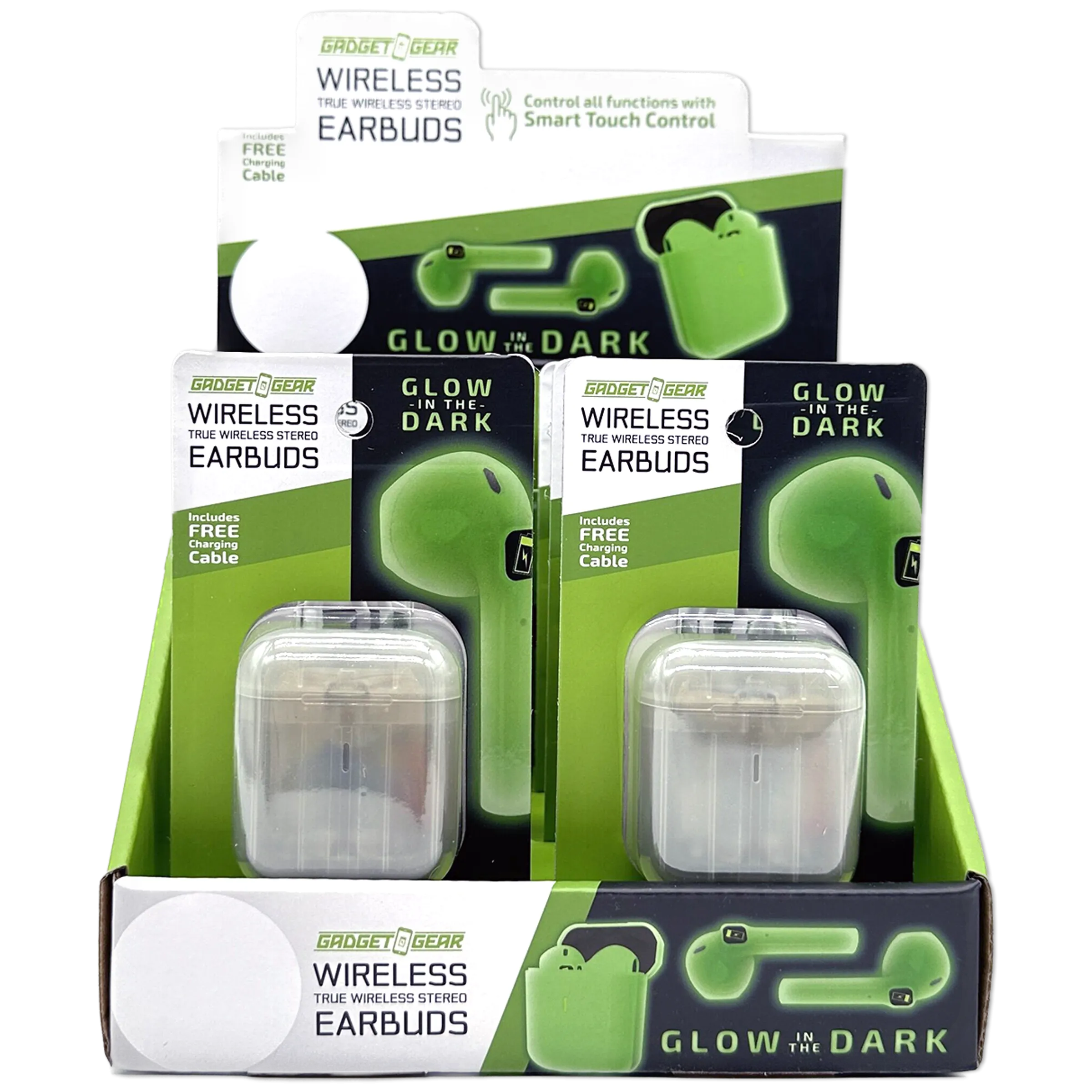 Wireless Earbuds Glow in The Dark with Case - 6 Pieces Per Retail Ready Display 23778