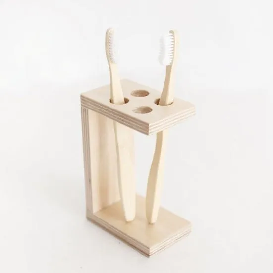 Wooden Bathroom Toothbrush And Toothpaste Holder/Stand ( With Complementary Coaster ) By Miza