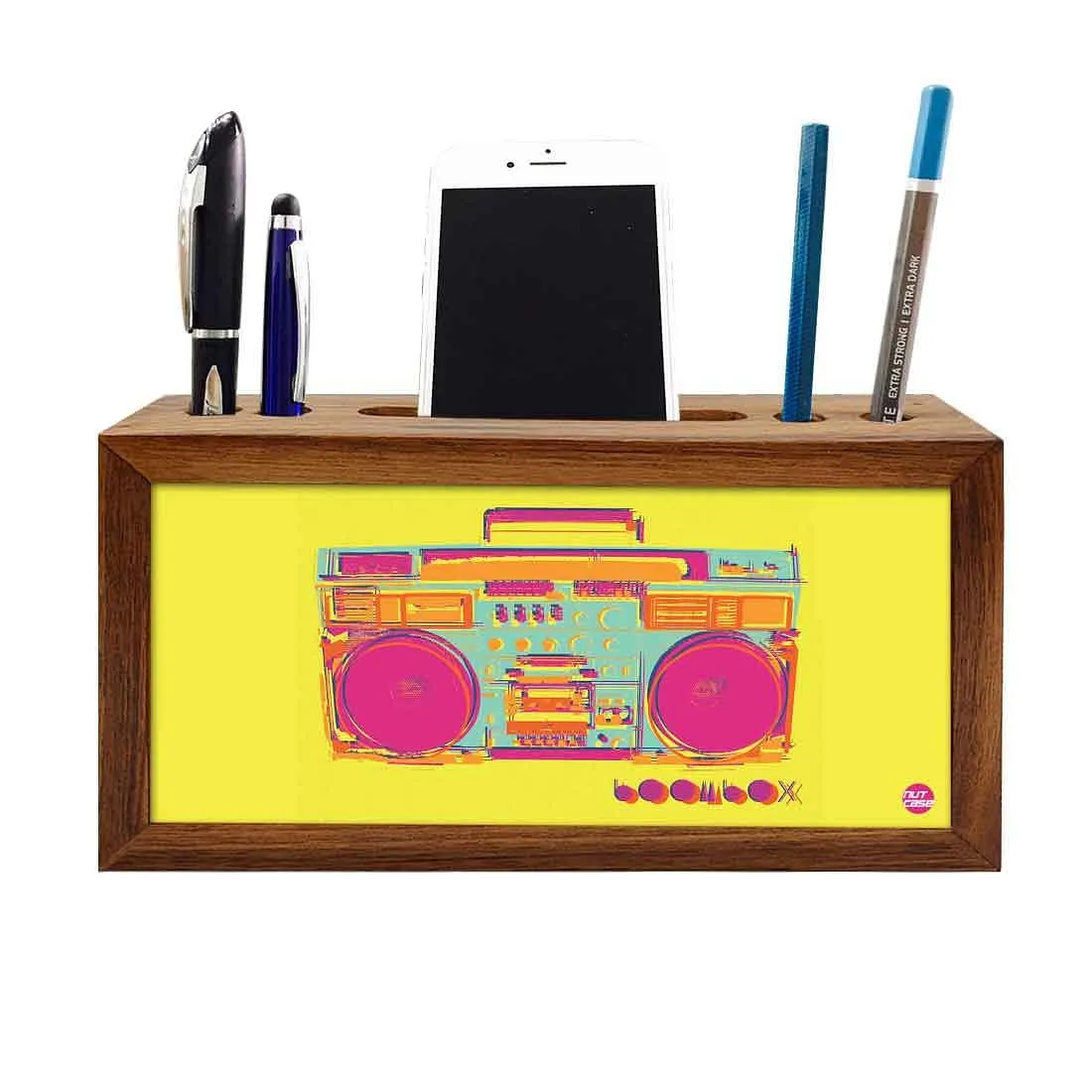 Wooden Desk Organiser Pen Mobile Stand - Radio