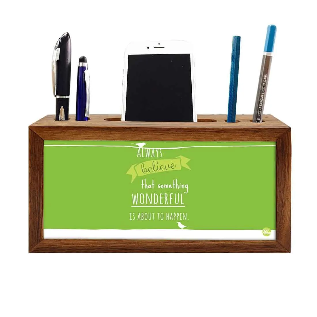 Wooden Pen Stand for Office - Always Believe