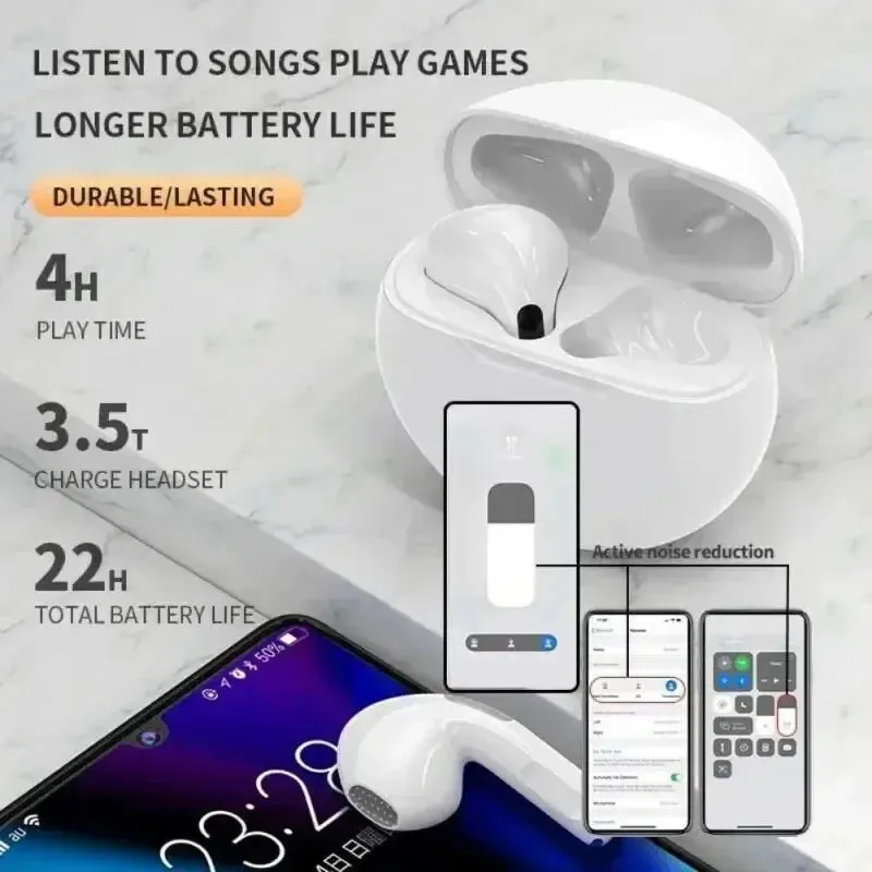 XIAOMI Original Bluetooth Headset Air Pro 6 TWS Wireless Touch Earbuds Hifi Sound Sports Earbuds Music Headphones With Mic