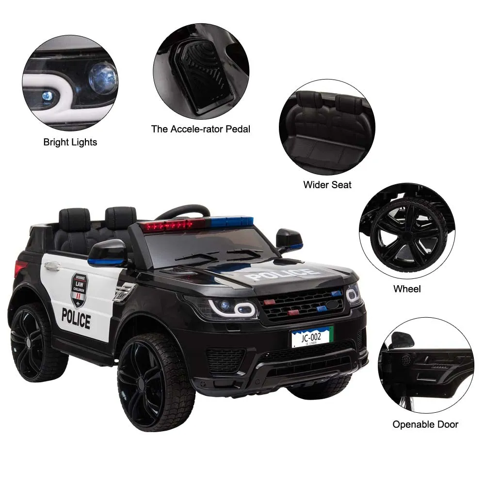 Yescom 12V Ride On Police Car Remote Control Headlights & MP3