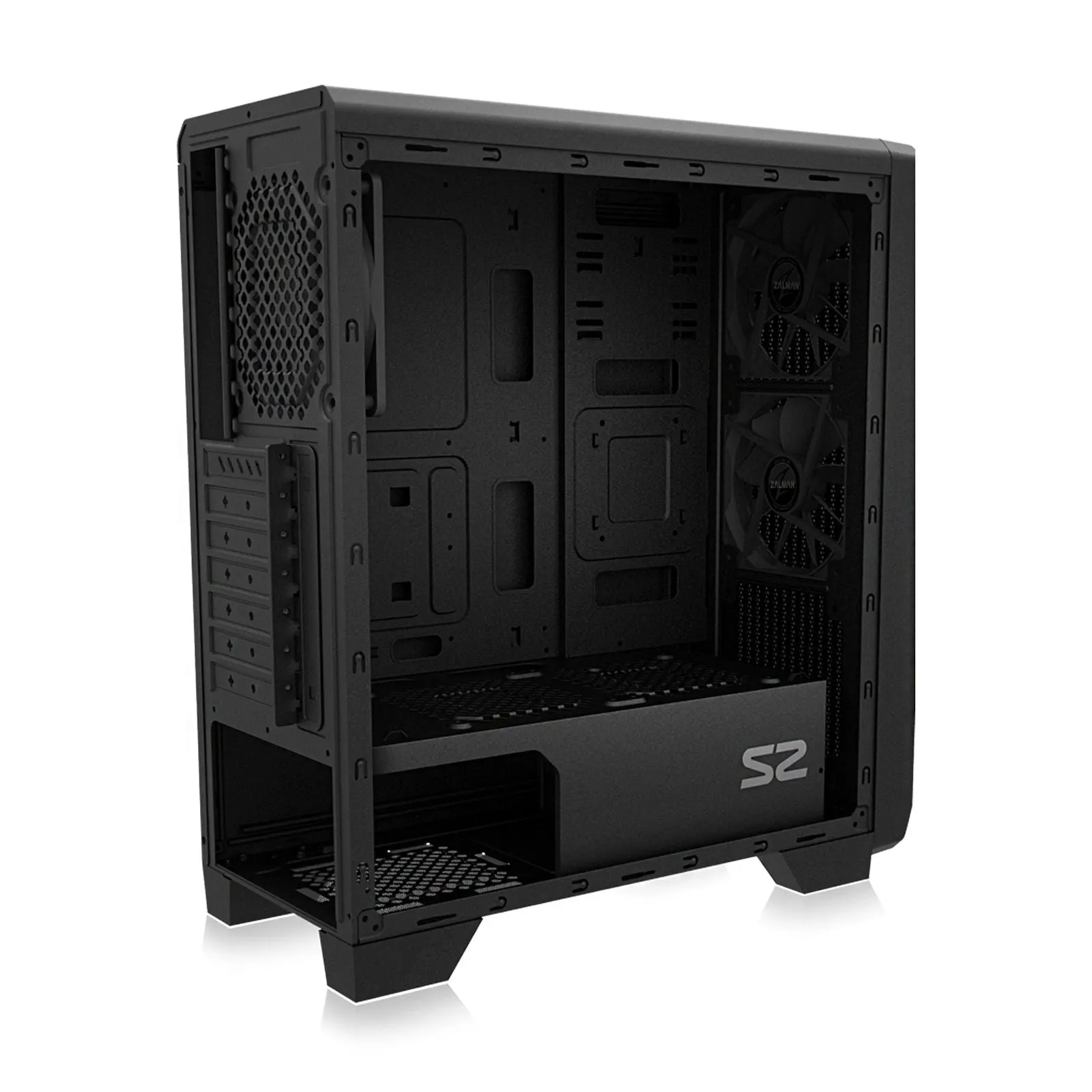 Zalman S2 TG ATX Mid-Tower PC Case 3 x Fans w/ Tempered Glass Side Panel