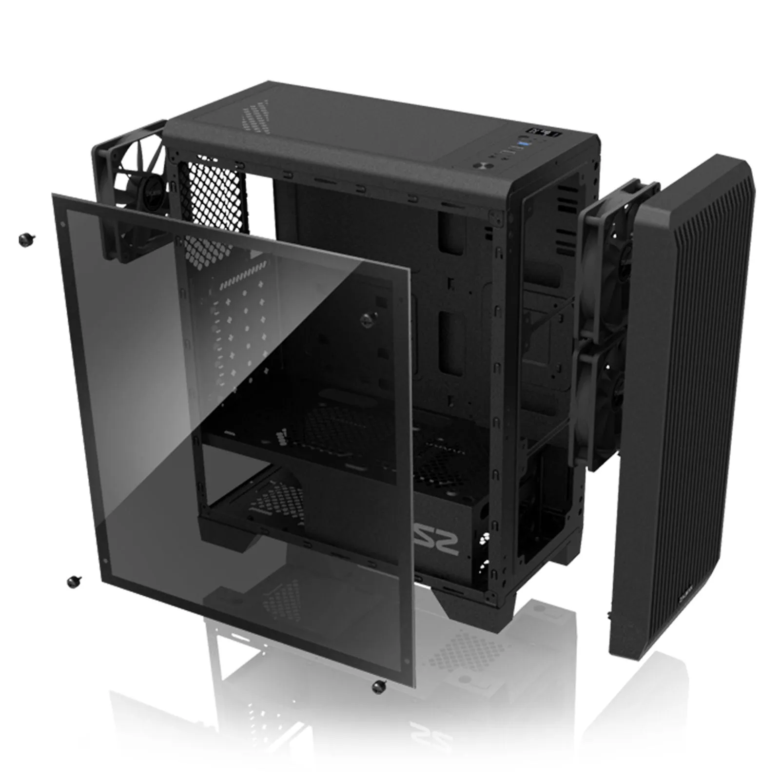 Zalman S2 TG ATX Mid-Tower PC Case 3 x Fans w/ Tempered Glass Side Panel