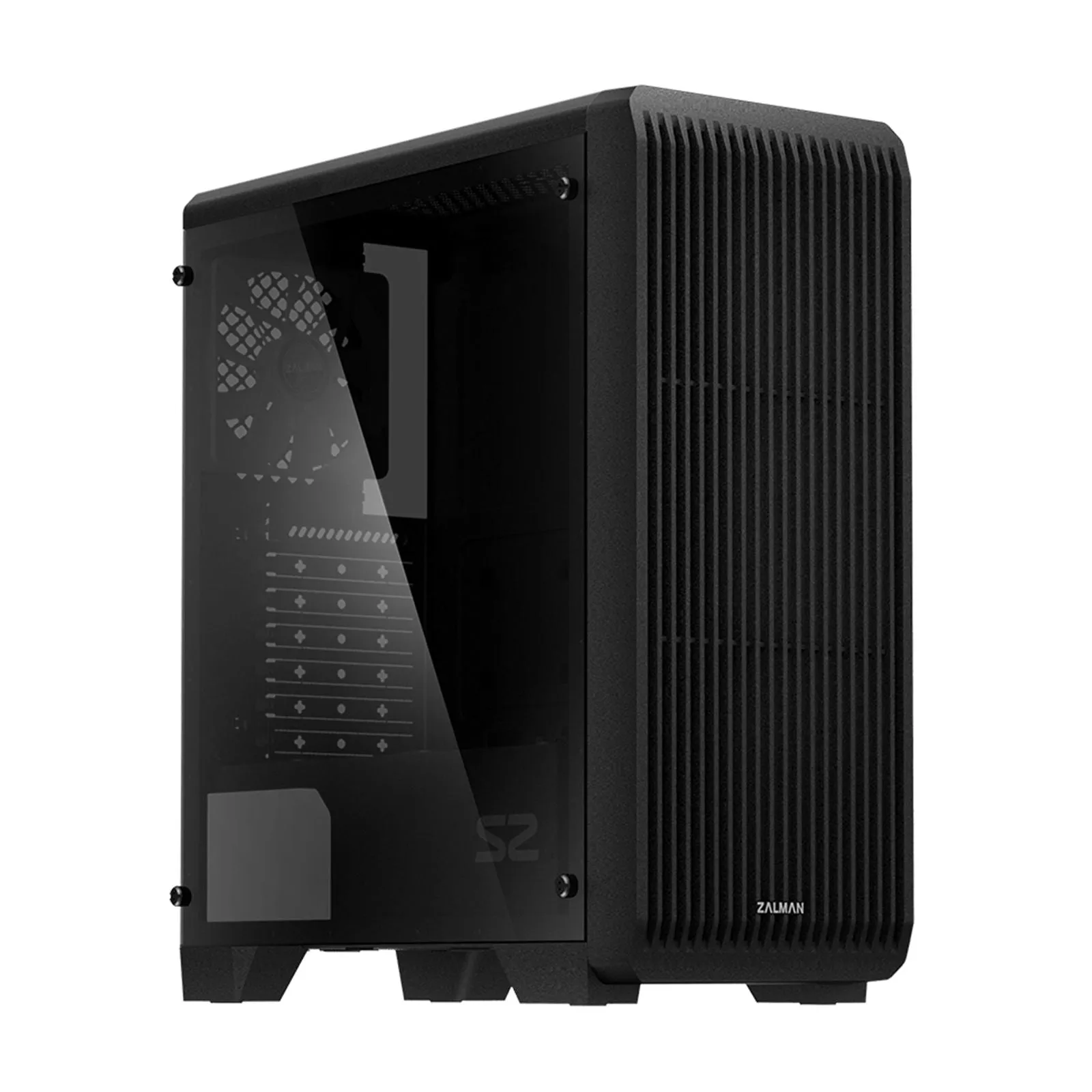 Zalman S2 TG ATX Mid-Tower PC Case 3 x Fans w/ Tempered Glass Side Panel